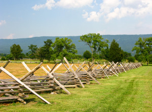 Wooden fence on a Civil War Battlefield New Market Virginia
